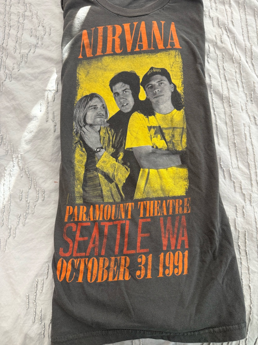 Tultex Black T-Shirt with Yellow & Orange Nirvana Print